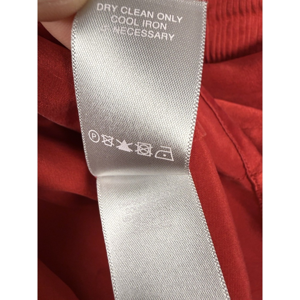 Liz Claiborne 100% Silk Pintuck Blouse Red‎ Peter Pan Collar Top L - Picture 7 of 16